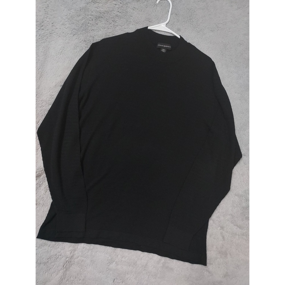 Jhane Barnes Sweater Mens XL Silk Cotton Blend Textured Lightweight Black Retro